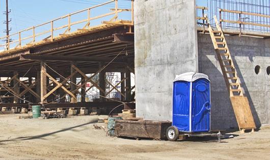 portable restrooms set up for construction workers